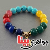 دستبند چند جواهر عقیق ، فیروزه ، جید بسیار زیبا _کد:17947