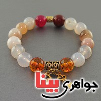 دستبند چند جواهر عقیق شجری ، کهربا ، یاقوت گارنت و ... درشت بسیار زیبا _کد:17959