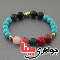 دستبند چند جواهر مرجان ، فیروزه ، دلربا و ... درشت بسیار زیبا _کد:17966