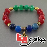 دستبند عقیق و جید درشت بسیار زیبا _کد:17970