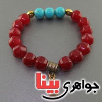 دستبند فیروزه و جید سرخ درشت با تراش خاص دستبند فیروزه و جید سرخ درشت با تراش خاص