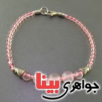 دستبند کوارتز صورتی (رز کوارتز) عالی بسیار زیبا _کد:17982