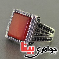 انگشتر عقیق قرمز مردانه مدل میکرو _کد:17991