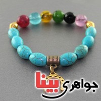 دستبند چند جواهر عقیق ،جید و ... درشت  _کد:17997
