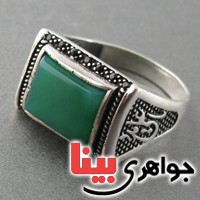 انگشتر عقیق سبز مردانه با طرح رکاب یا علی مدد