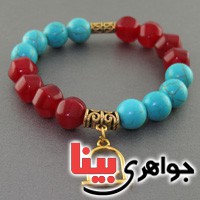 دستبند فیروزه و جید درشت بسیار زیبا _کد:18012