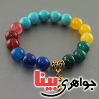 دستبند چند جواهر جید ، فیروزه و .... درشت خوشرنگ _کد:18019