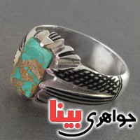 انگشتر فیروزه نیشابوری خوشرنگ مردانه سبک قدیمی _کد:18031