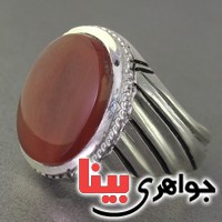 انگشتر عقیق یمنی مردانه سبک قدیمی همراه با حرز _کد:2718