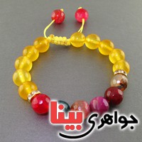 دستبند چند جواهر عقیق ، جید تراشدار درشت زنانه _کد:18067