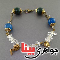 دستبند چند جواهر کوارتز سفید ، یشم و ... بسیار زیبا _کد:18078