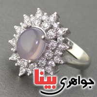 انگشتر عقیق یمنی کبود رودیوم زنانه مجلسی _کد:18081