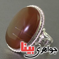 انگشتر عقیق یمنی دامله سبک قدیمی  درشت همراه با حرز امام جواد _کد:2727