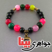 دستبند چند جواهر عقیق و جید تراشدار درشت خوشرنگ _کد:18099