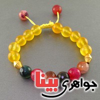 دستبند چند جواهر جید و عقیق درشت بسیار خوشرنگ _کد:18100