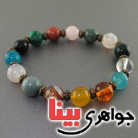 دستبند چند جواهر سنگ درمانی 12سنگ چاکرا درمانی _کد:18108