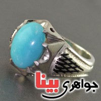 انگشتر فیروزه نیشابوری فاخر مردانه درشت سبک قدیمی _کد:2731