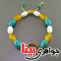 دستبند چند جواهر شرف الشمس ، فیروزه ، چشم گربه بسیار خوشرنگ _کد:18130