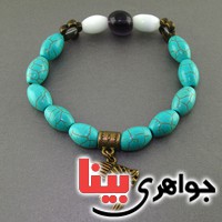 دستبند چند جواهر آمتیست و چشم گربه و فیروزه زیبا _کد:18137