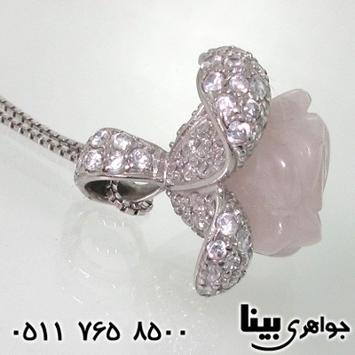 گردنبند کوارتز صورتی طرح رز