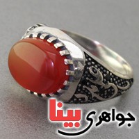 انگشتر عقیق یمنی مردانه مدل میکرو طرح یا علی مدد _کد:18151