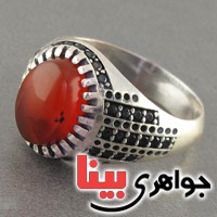 انگشتر عقیق یمنی خوشرنگ مردانه مدل میکرو _کد:18153
