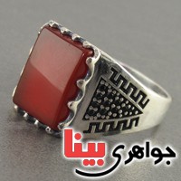 انگشتر عقیق قرمز مردانه بسیار زیبا _کد:18157