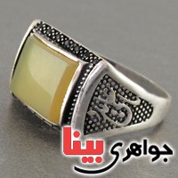 انگشتر عقیق شرف الشمس میکرو مردانه طرح یا علی مدد _کد:18159