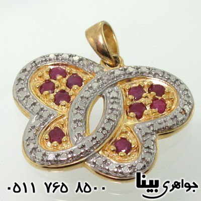 گردنبند یاقوت سرخ پروانه طلایی