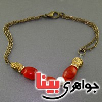 دستبند عقیق قدیمی تراش دستی و مروارید _کد:18170