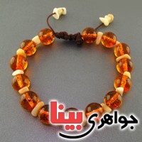دستبند کهربا و عقیق نباتی خوشرنگ بسیار زیبا _کد:18181