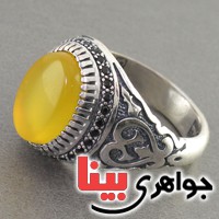 انگشتر عقیق شرف الشمس خراسانی مردانه بسیار عالی _کد:18183