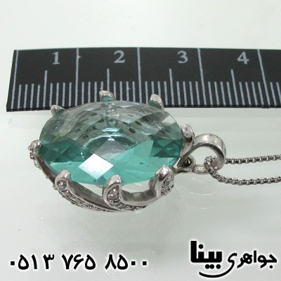 گردنبند آکوآمارین هشت چنگ بیضی