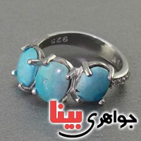 انگشتر فیروزه نیشابوری رودیوم زنانه عالی _کد:18186
