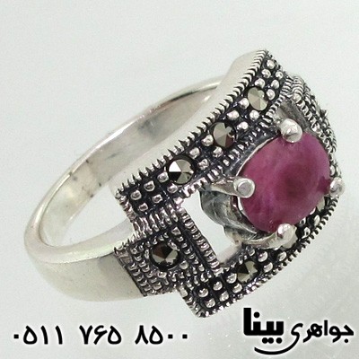 انگشتر یاقوت سرخ حدیدکاری شده مارکازیت