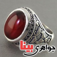 انگشتر عقیق قرمز خراسانی ناب مردانه _کد:18192