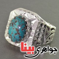 انگشتر فیروزه نیشابوری فاخر درشت مردانه _کد:2745