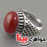 انگشتر عقیق قرمز مردانه عالی _کد:18223
