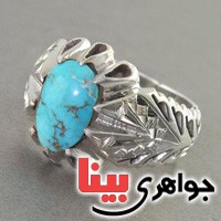 انگشتر فیروزه نیشابوری خوشرنگ فاخر مردانه _کد:2753