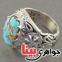 انگشتر فیروزه نیشابوری فاخر مردانه درشت _کد:2756