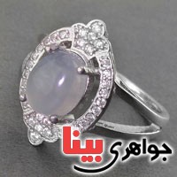 انگشتر عقیق یمنی کبود رودیوم زنانه مجلسی _کد:18252