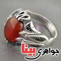 انگشتر عقیق یمنی مردانه مدل میکرو سیاه قلم _کد:18253