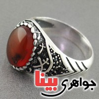 انگشتر عقیق یمنی مردانه مدل میکرو سیاه قلم _کد:18254