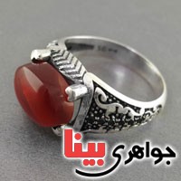 انگشتر عقیق یمنی مدل میکرو سیاه قلم مردانه _کد:18283