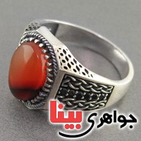 انگشتر عقیق یمنی مدل میکرو سیاه قلم مردانه _کد:18298