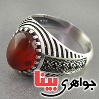 انگشتر عقیق یمنی میکرو موکل دار سیاه قلم مردانه _کد:18300