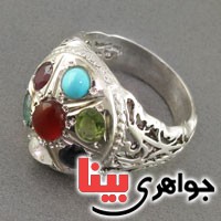 انگشتر چند جواهر  مردانه بسیار عالی همراه با حرز امام جواد _کد:2760