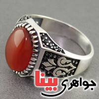 انگشتر عقیق یمنی مردانه مدل میکرو سیاه قلم _کد:18324