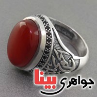 انگشتر عقیق خراسانی مردانه میکروستینگ بسیار عالی مدل میکرو سیاه قلم _کد:18325