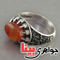 انگشتر عقیق یمنی مردانه مدل میکرو سیاه قلم _کد:18334